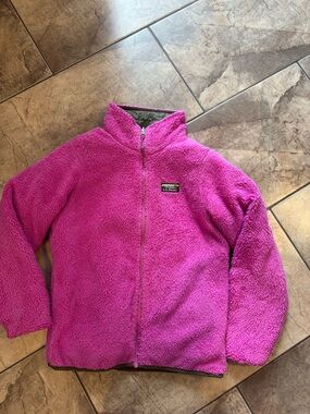 L.L.Bean Plush Pink and green reversible Jacket